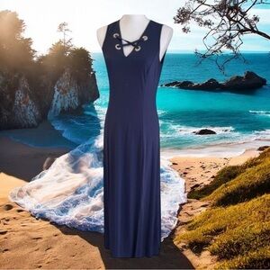 Michael Kors Navy Grommet Statement Maxi